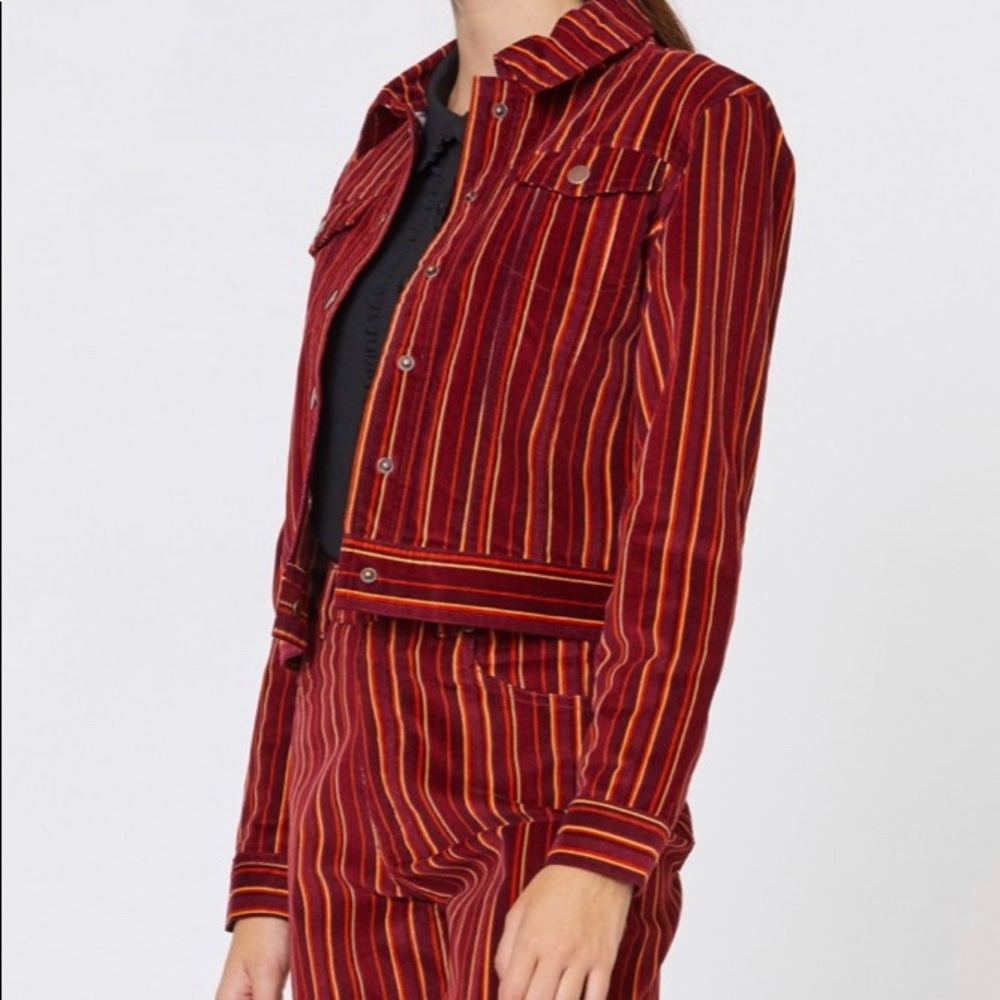 Princess Highway cropped berry oxford jacket